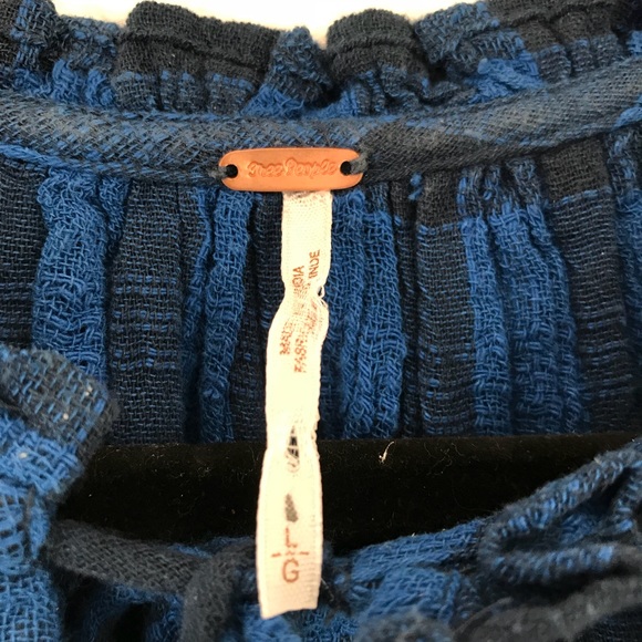 Free People Honey Grove blue plaid size large top - Picture 6 of 8